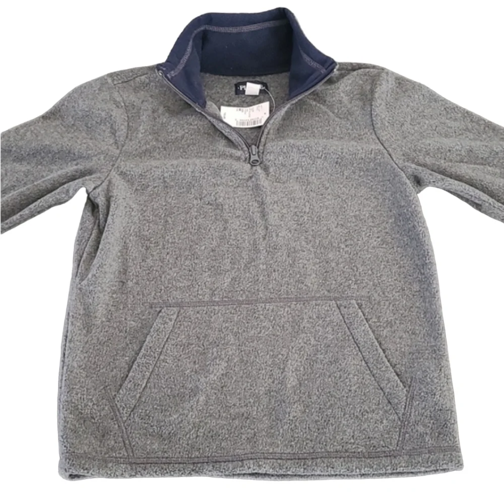 TCP THE CHILDRENS PLACE Gray Fleece Sweatshirt 1/4 Zip Sweatpants Set Boys M 7 8